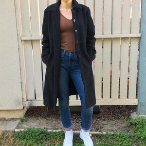 VINTAGE Dark Grey knee-length wool coat